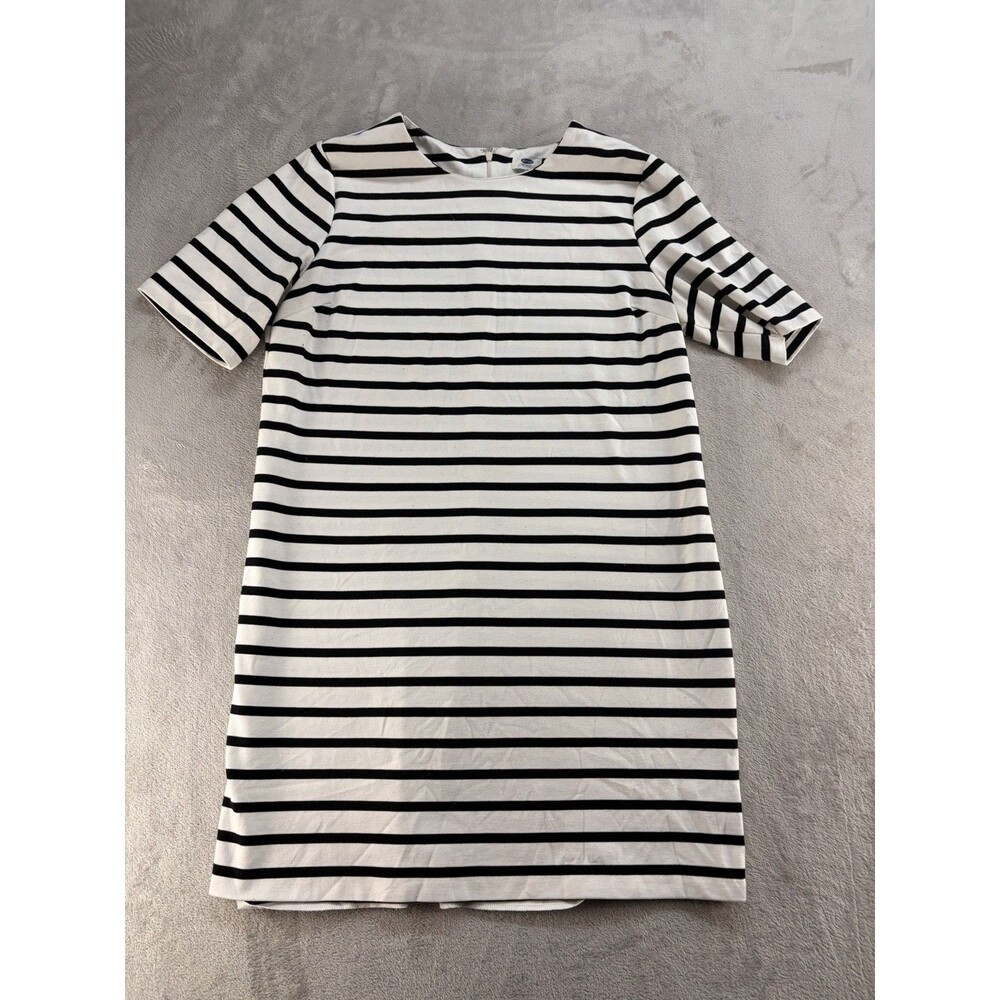 Old Navy Midi Tee Dress Womens XL white Black stripe Short Sleeve Casual